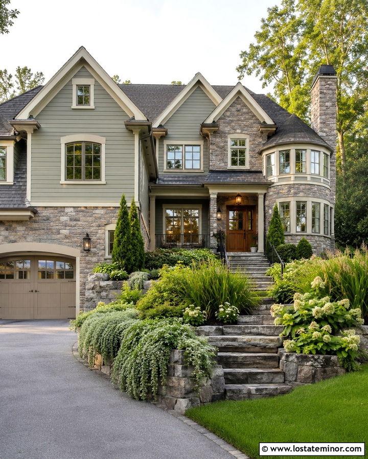 Stone House With Front Retaining Wall - 30 Stone House Design With Front Yard Ideas