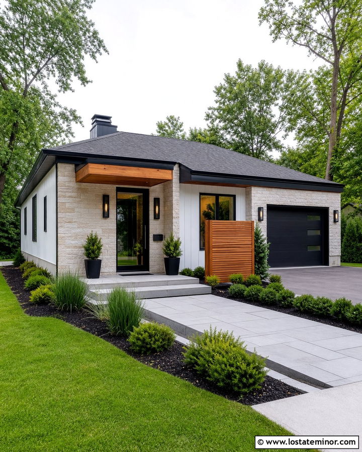 Stone House With Full Glass Entry Door - 30 Stone House Design With Entry Door Ideas