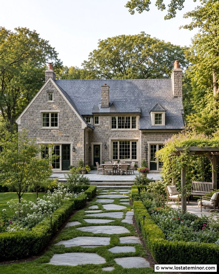 Stone House With Garden Room - 30 Stone House Design With Backyard Ideas