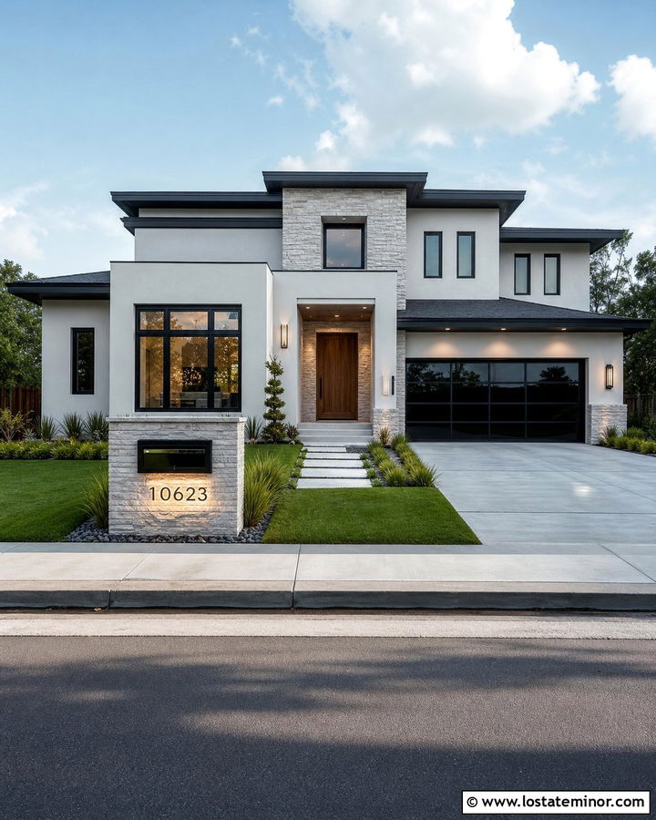 Stone House With Illuminated Address Mailbox - 30 Stone House Design With Mailbox Ideas
