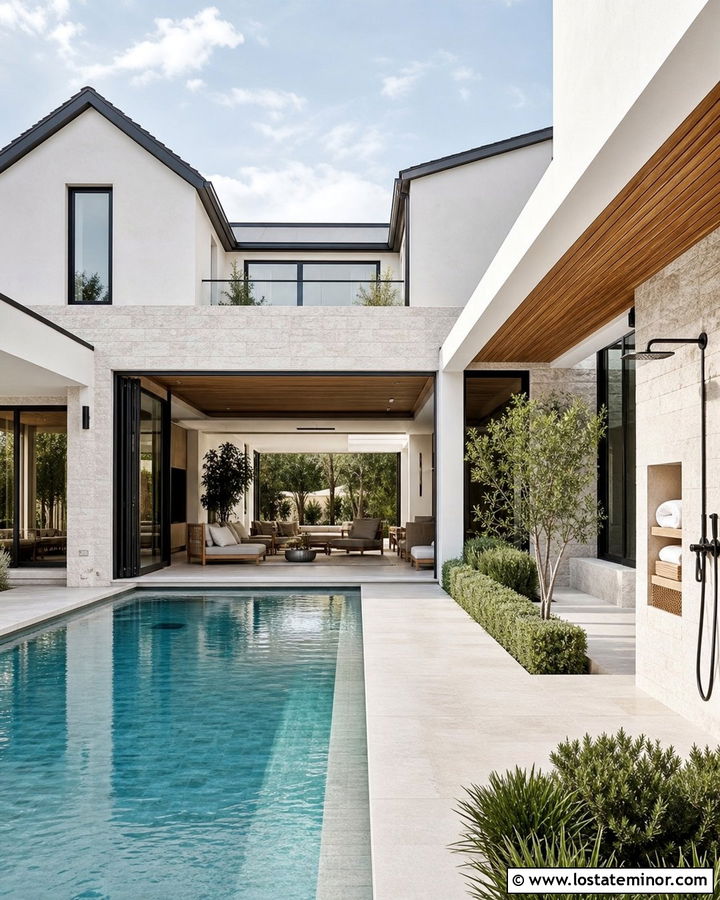 Stone House With Indoor Outdoor Pool - 30 Stone House Design With Swimming Pool Ideas