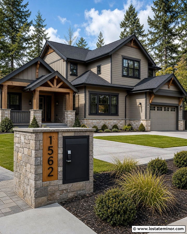 Stone House With Locking Parcel Mailbox - 30 Stone House Design With Mailbox Ideas