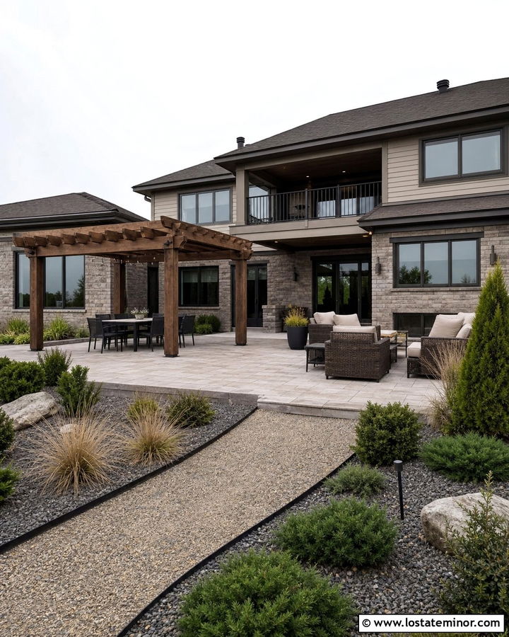 Stone House With Low Maintenance Backyard - 30 Stone House Design With Backyard Ideas