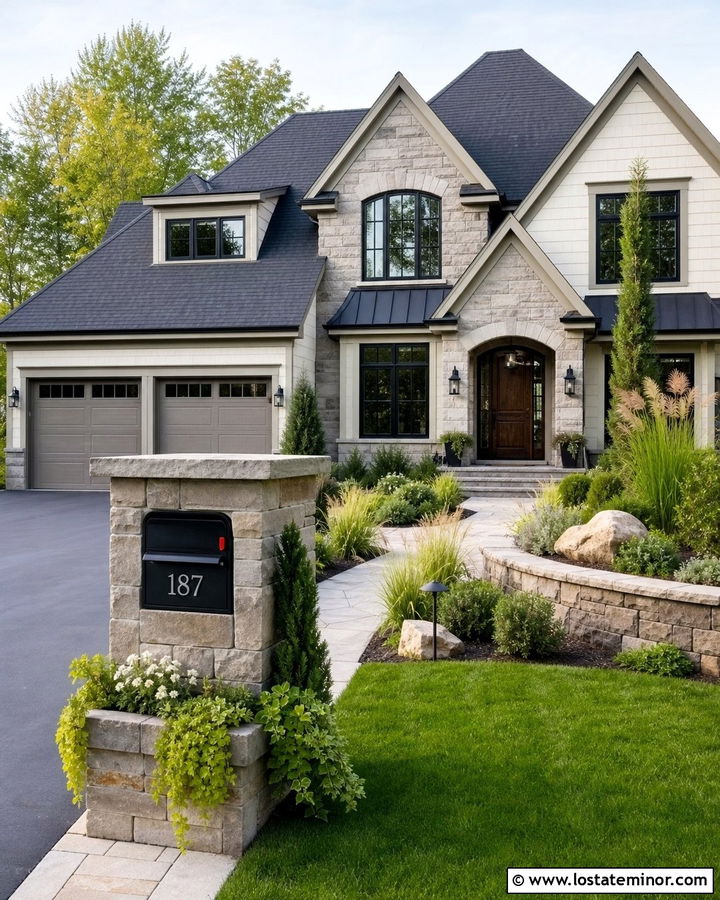 Stone House With Mailbox Planter - 30 Stone House Design With Mailbox Ideas