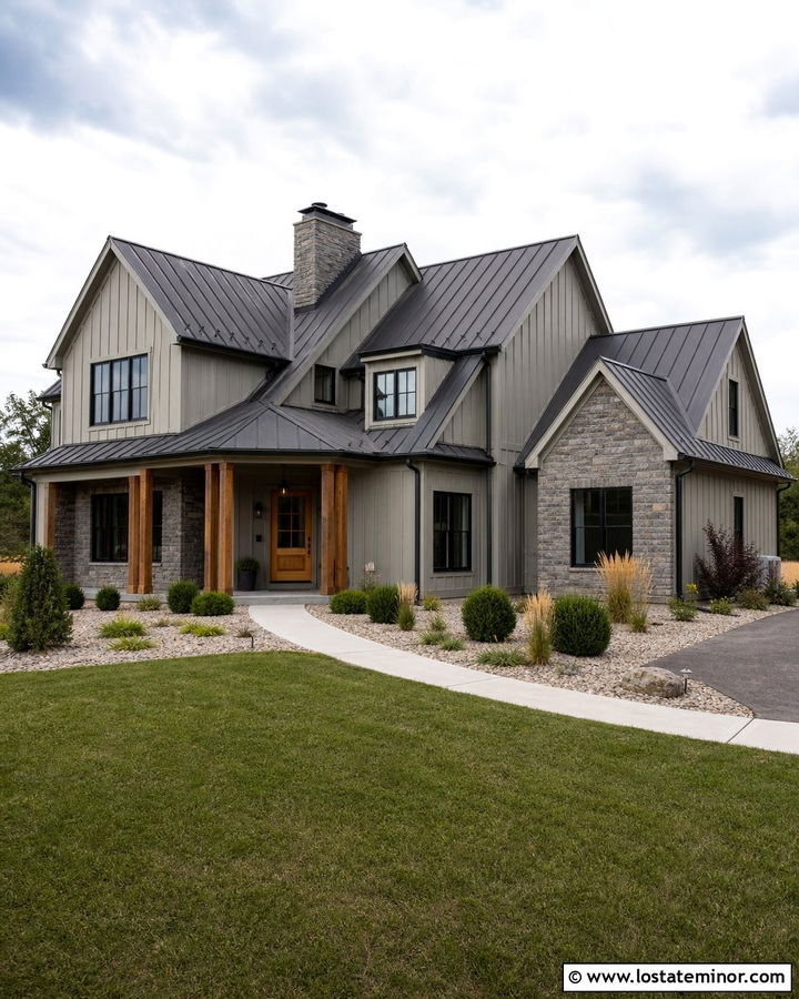 Stone House With Metal Roof Gables - 30 Stone House Design With Gables Ideas
