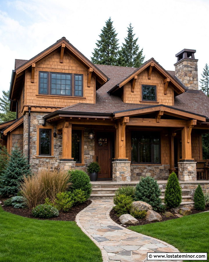 Stone House With Natural Cedar Shakes - 30 Stone House Design With Cedar Shake Ideas