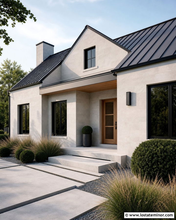 Stone House With Natural Oak Screen Door - 30 Stone House Design With Screen Door Ideas