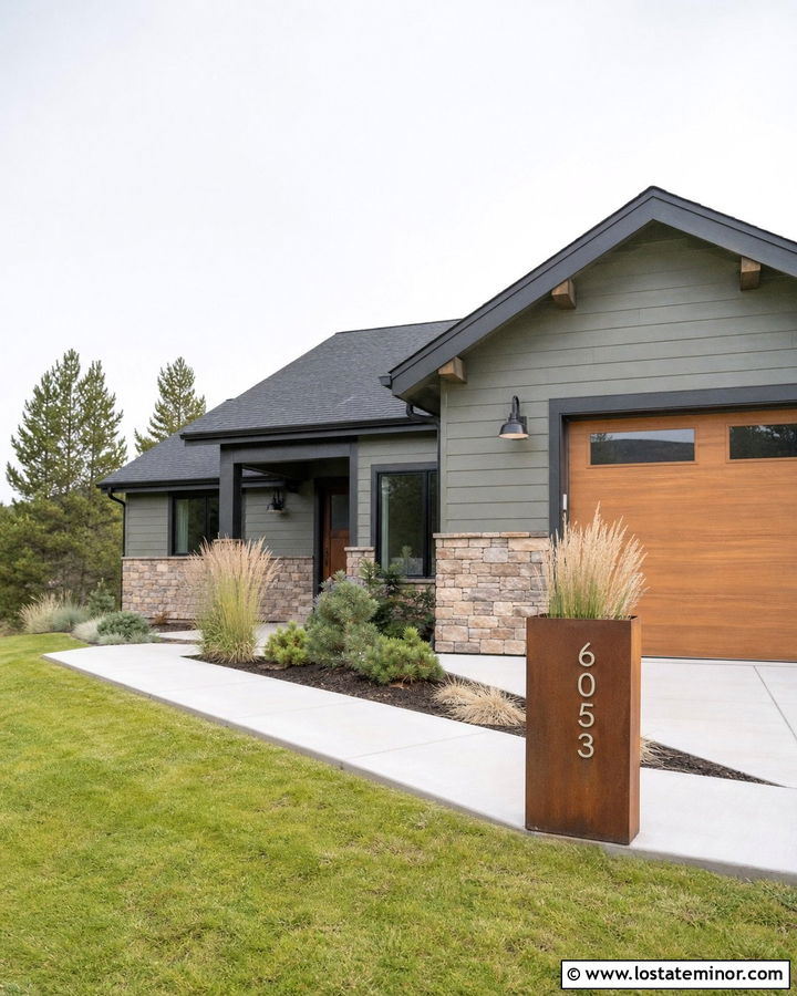 Stone House With Numbers On A Planter - 30 Stone House Design With House Numbers Ideas