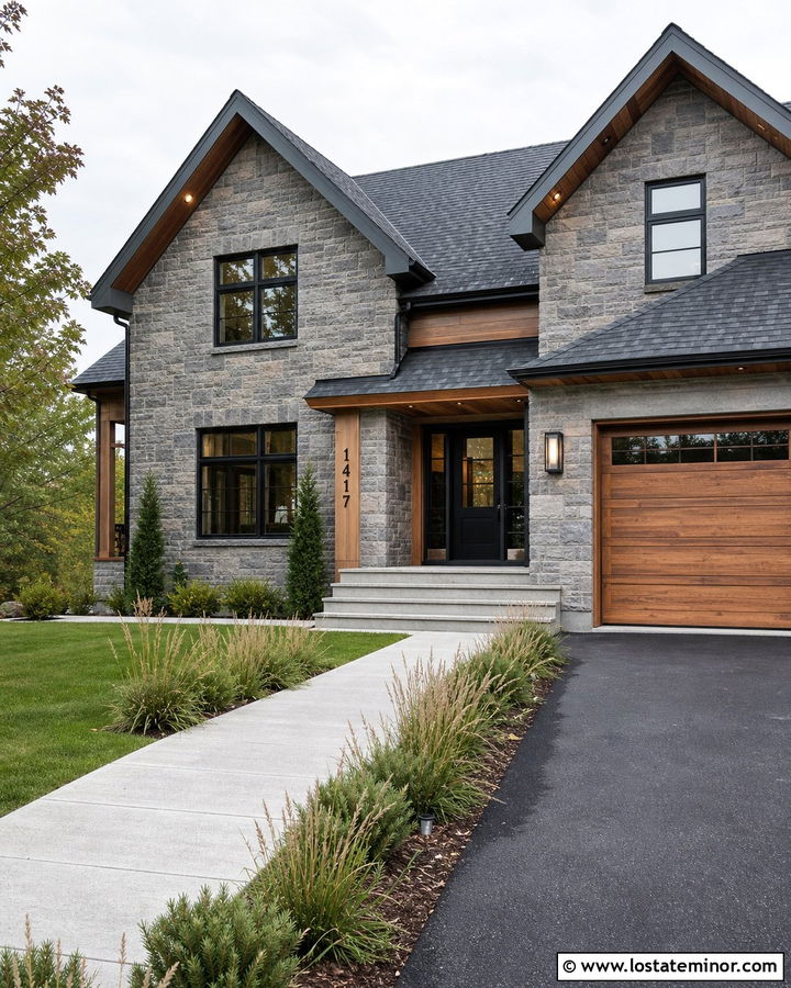 Stone House With Numbers On A Wood Panel - 30 Stone House Design With House Numbers Ideas
