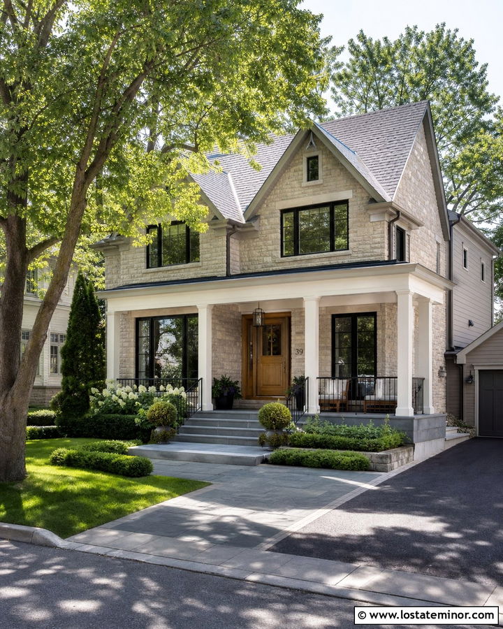 Stone House With Porch Landing Steps - 30 Stone House Design With Steps Ideas