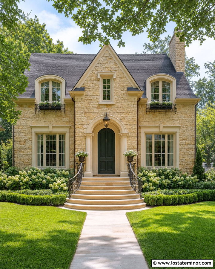 Stone House With Rounded Front Steps - 30 Stone House Design With Steps Ideas