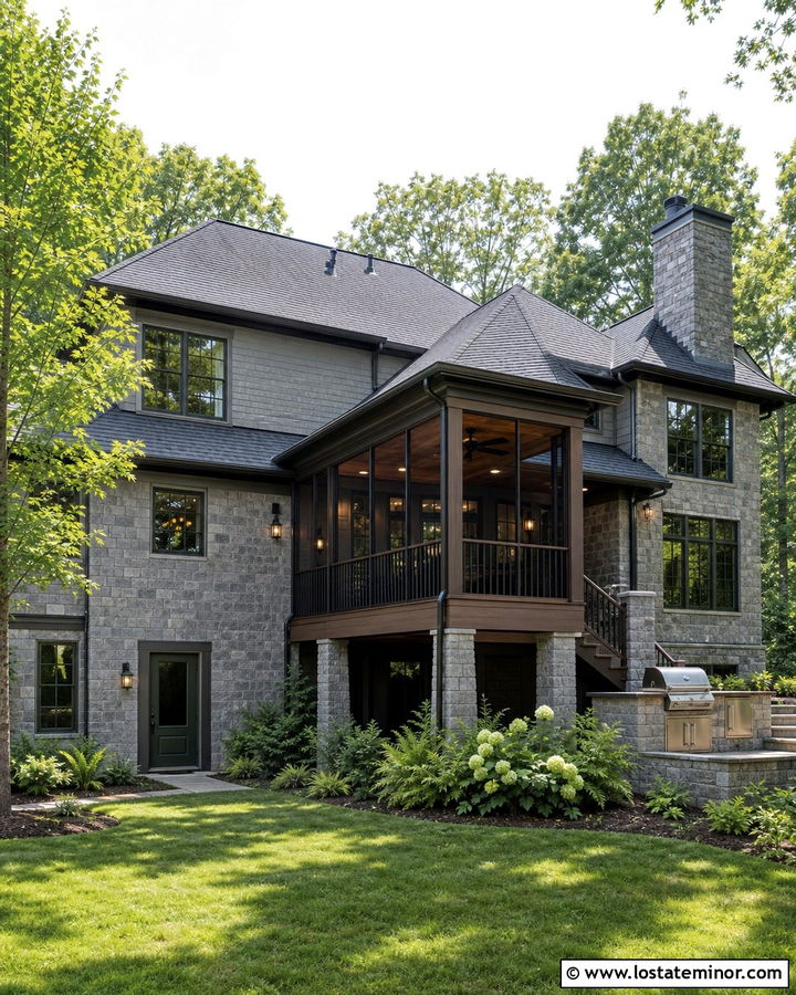 Stone House With Screened Deck - 30 Stone House Design With Deck Ideas