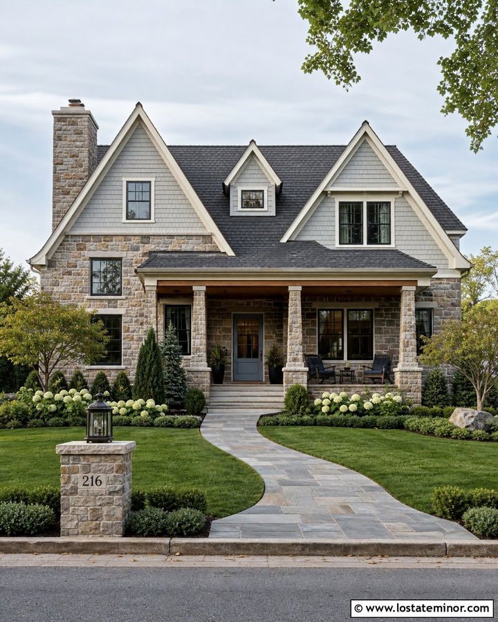Stone House With Shingle Dormers - 30 Stone House Design With Dormers Ideas
