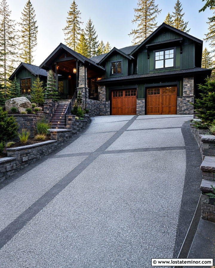 Stone House With Sloped Driveway - 30 Stone House Design With Driveway Ideas