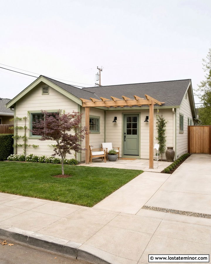 Stone House With Small Backyard Pergola - 30 Stone House Design With Pergola Ideas