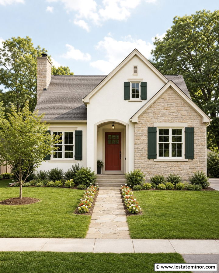 Stone House With Small Front Yard Landscaping - 30 Stone House Design With Landscaping Ideas
