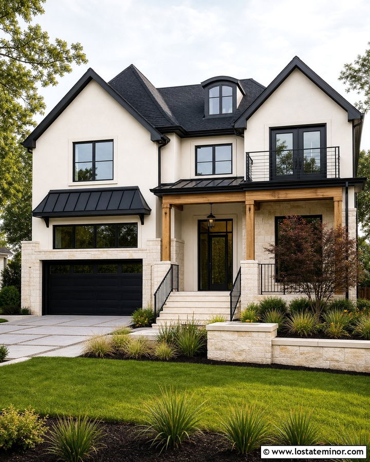 Stone House With Storm Door And Black Windows - 30 Stone House Design With Storm Door Ideas