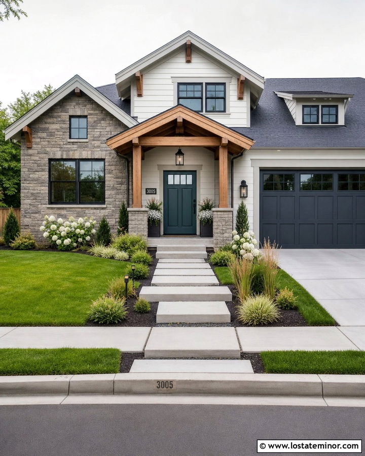 Stone House With Teal Entry Door - 30 Stone House Design With Entry Door Ideas