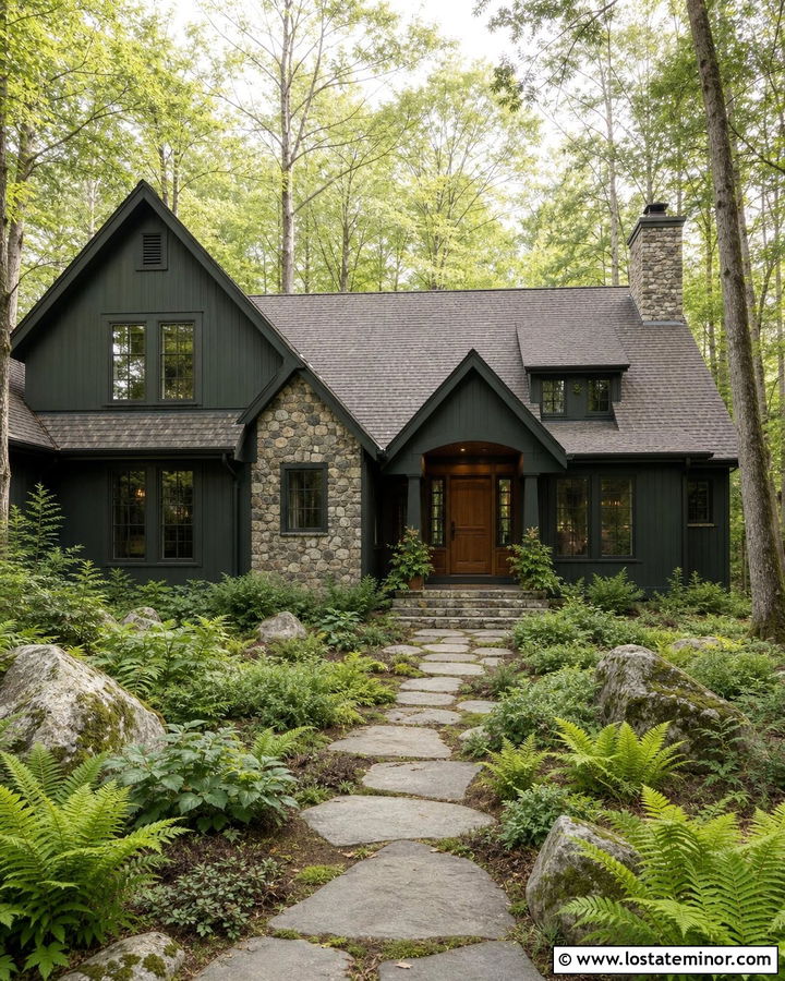 Stone House With Woodland Landscaping - 30 Stone House Design With Landscaping Ideas