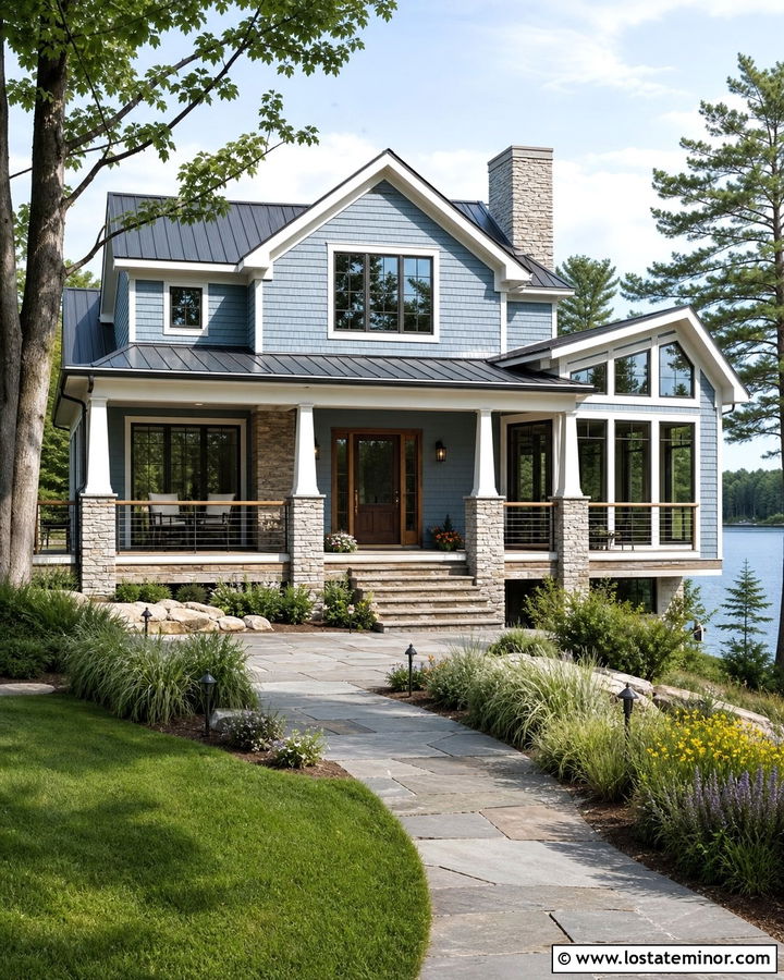 Stone Lake House With Retractable Screen Door - 30 Stone House Design With Screen Door Ideas