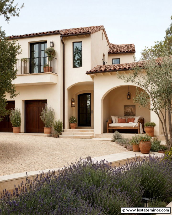 Stone Mediterranean House With Canopy Daybed - 30 Stone House Design With Daybed Ideas