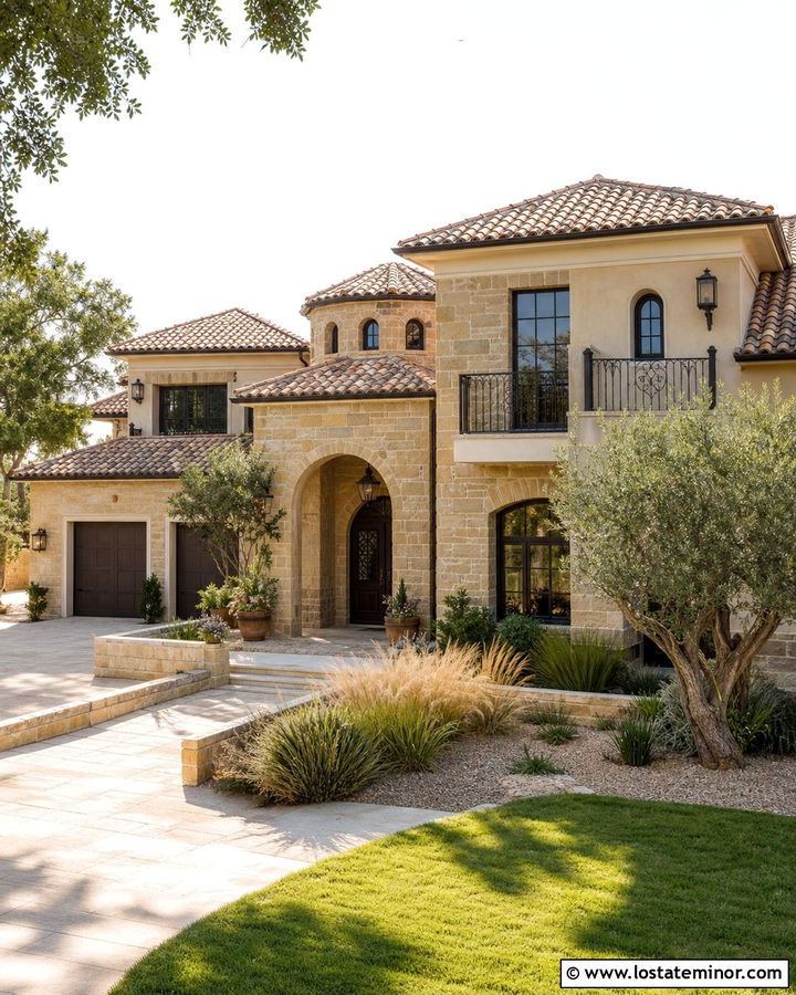 Stone Mediterranean House With Clay Tile Roof - 30 Stone House Design With Roof Ideas