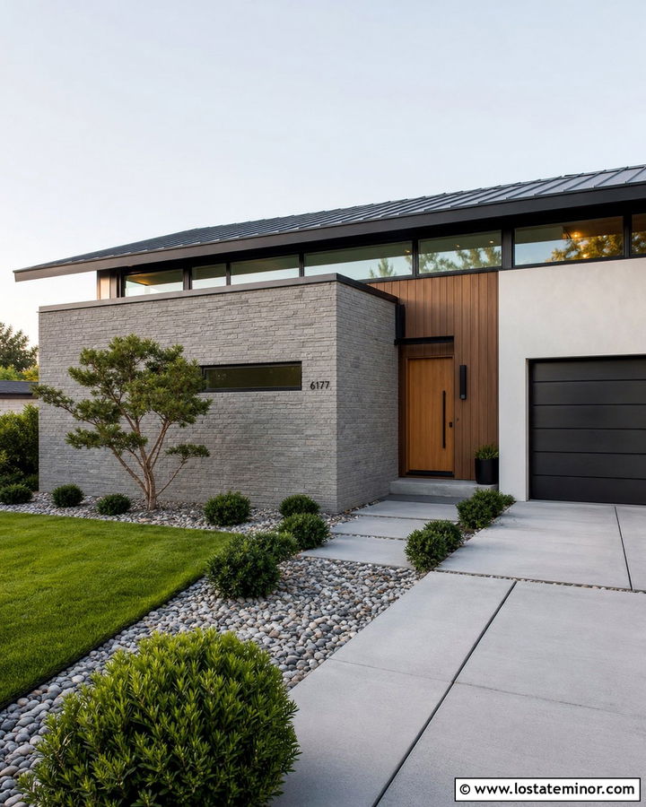 Stone Midcentury House With Shed Roof - 30 Stone House Design With Roof Ideas