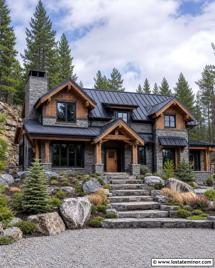 Stone Mountain House With Cedar Dutch Door - 30 Stone House Design With Dutch Door Ideas