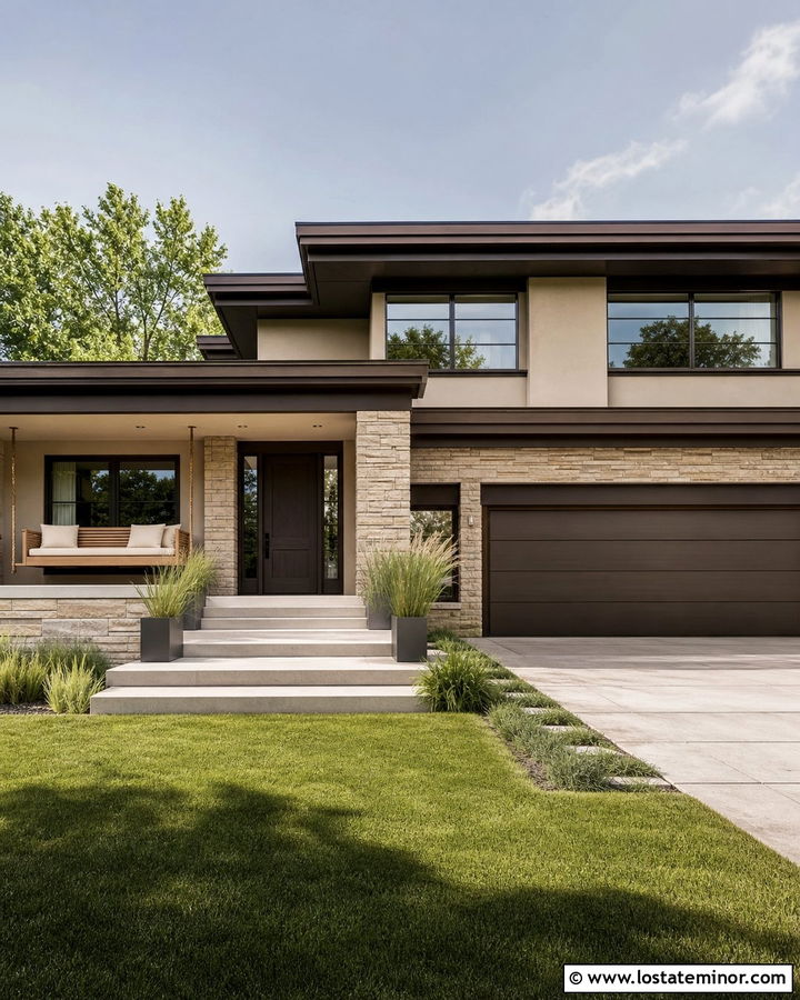 Stone Prairie House With Horizontal Swing - 30 Stone House Design With Swing Ideas