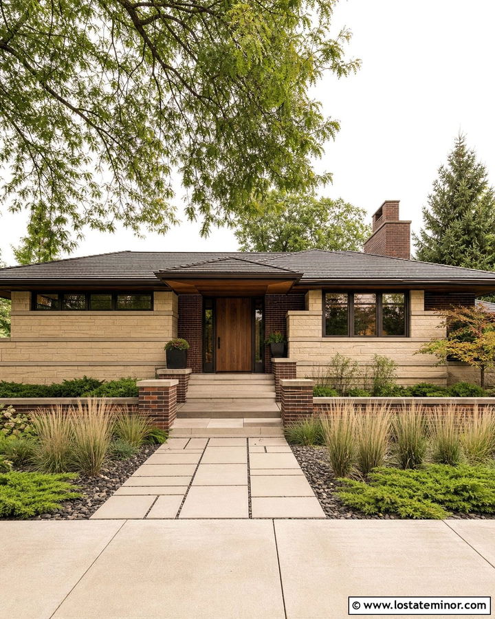 Stone Prairie House With Roman Brick Accents - 30 Stone House Design With Brick Accents Ideas