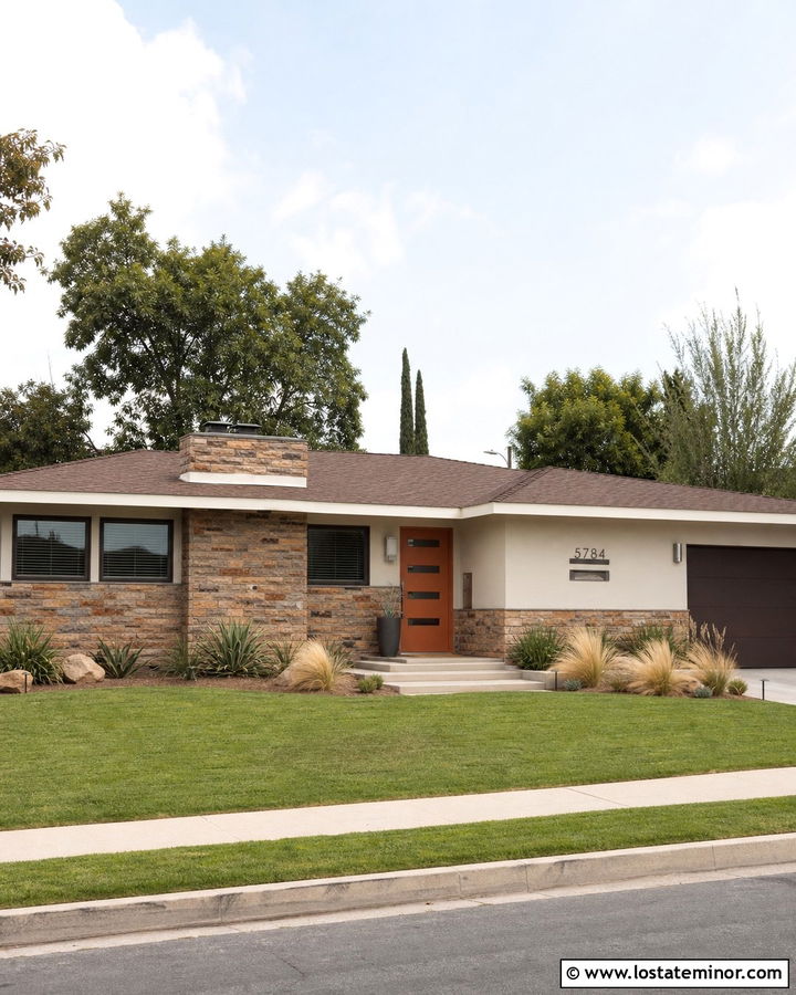 Stone Ranch House With Burnt Orange Front Door - 30 Stone House Design With Front Door Ideas