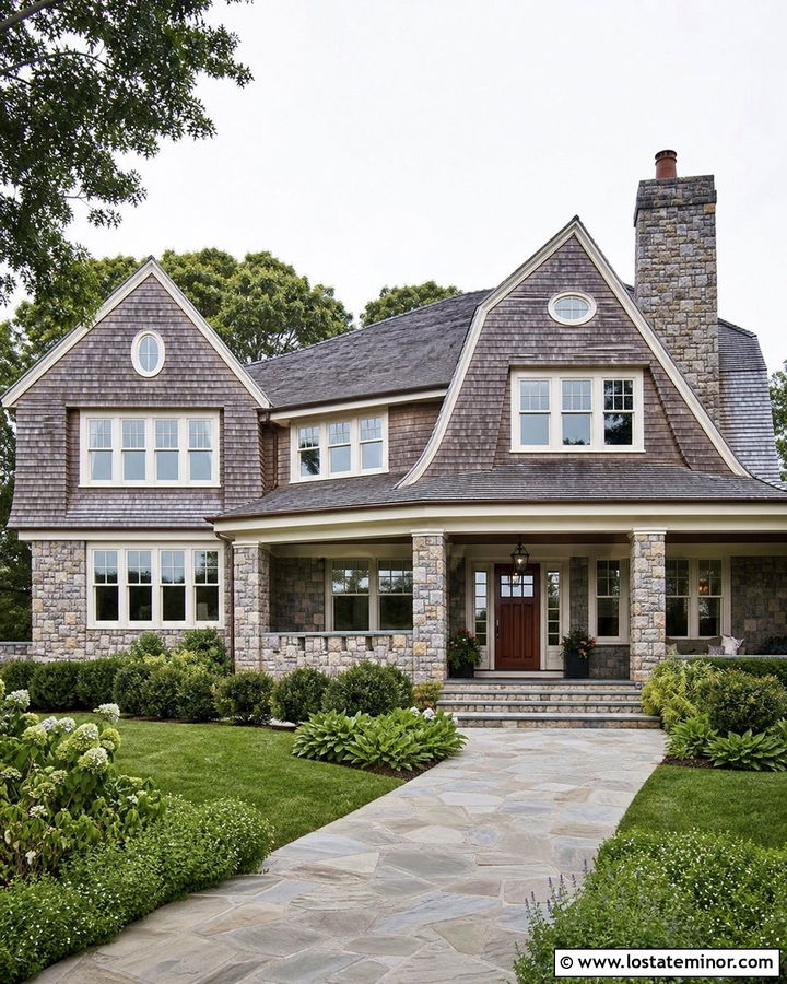 Stone Shingle House With Cedar Shake Siding - 30 Stone House Design With Cedar Shake Ideas