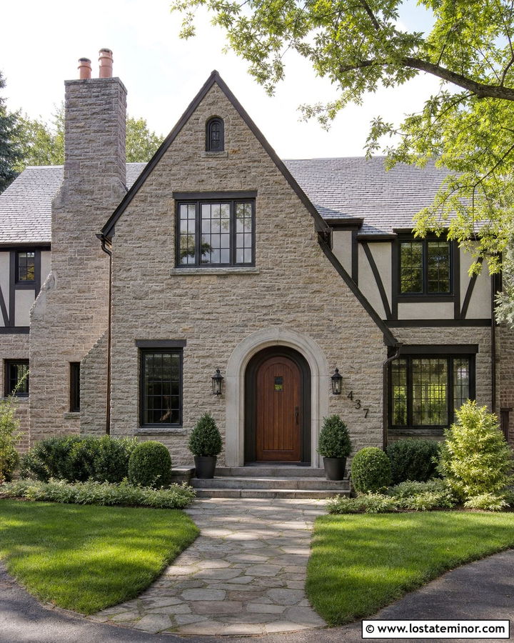 Stone Tudor House With Iron Numbers - 30 Stone House Design With House Numbers Ideas