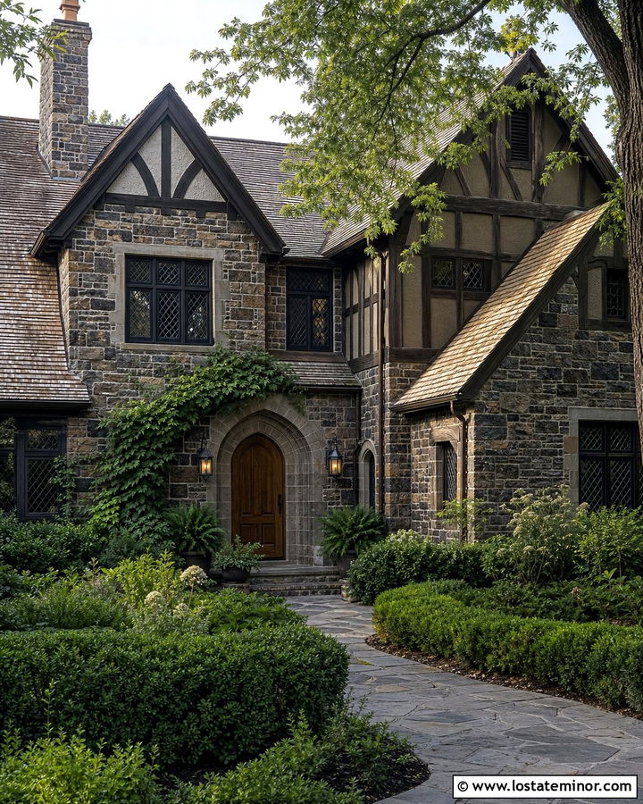 Stone Tudor House With Leaded Window Frames - 30 Stone House Design With Window Frames Ideas