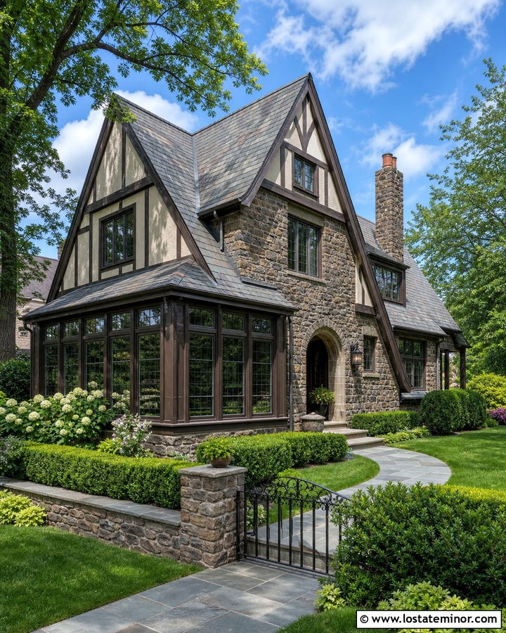 Stone Tudor House With Sunroom - 30 Stone House Design With Sunroom Ideas