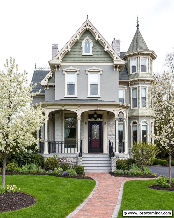 Stone Victorian House With Decorative Storm Door - 30 Stone House Design With Storm Door Ideas