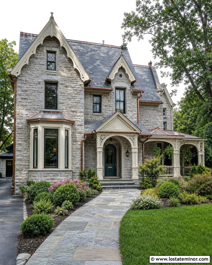 Stone Victorian House With Steep Slate Roof - 30 Stone House Design With Roof Ideas