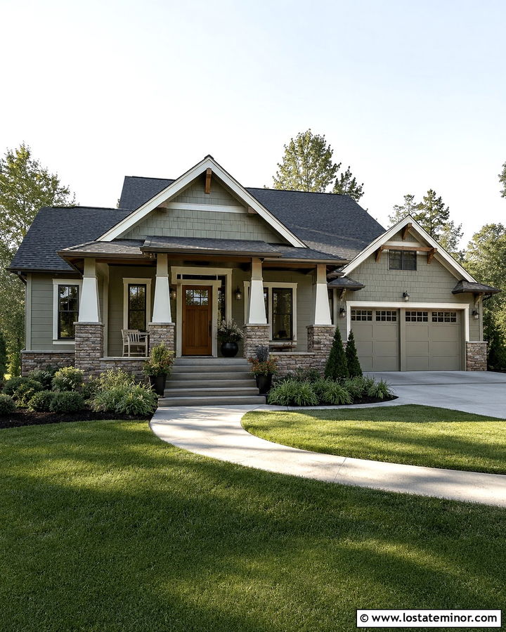 Stone Wainscoting On A Craftsman House - 30 Stone House Design With Accents Ideas
