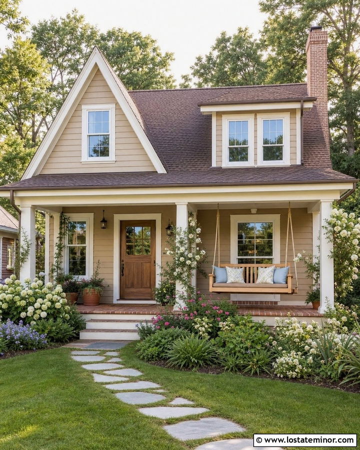 Tan Beige House With Rope Swing - 30 Beige House Design With Swing Ideas