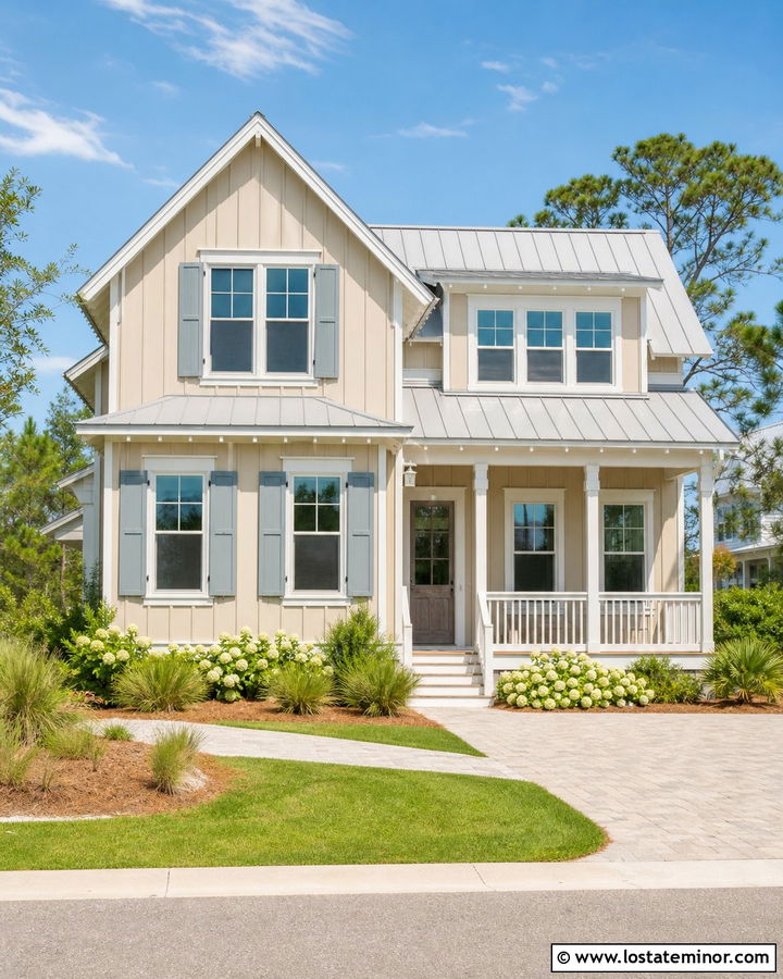 Tan Board and Batten Coastal House - 30 Tan House Design With Board and Batten Ideas