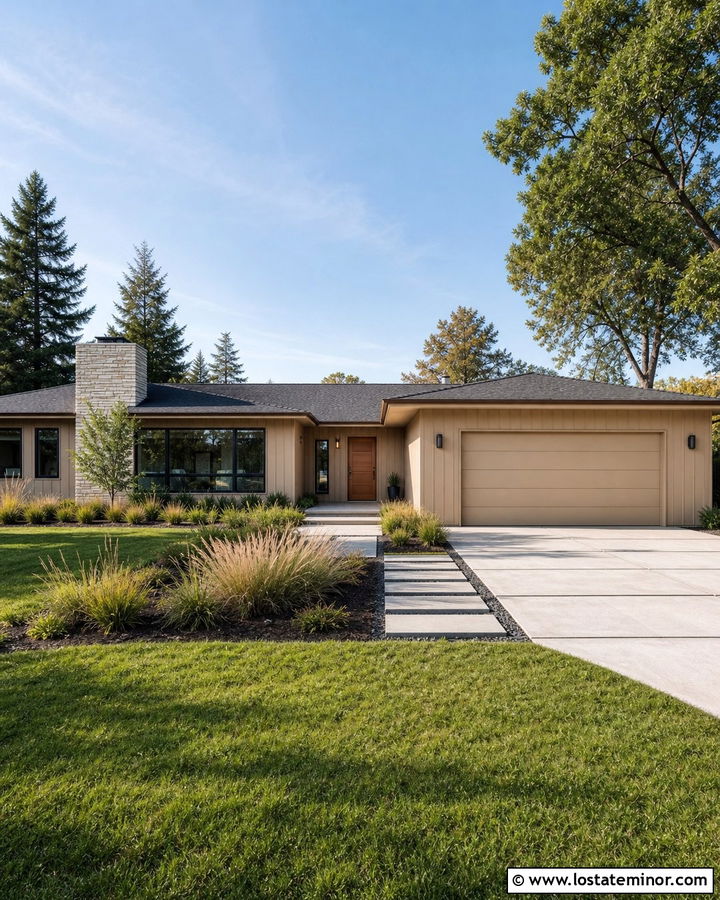 Tan Board and Batten Midcentury Ranch - 30 Tan House Design With Board and Batten Ideas