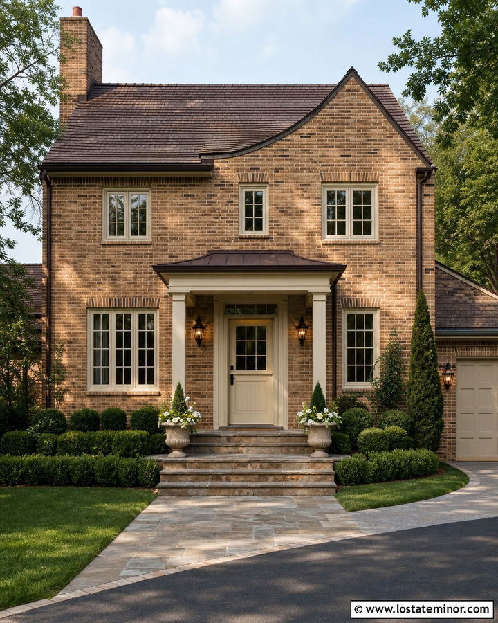 Tan Brick House With Cream Dutch Door - 30 Tan House Design With Dutch Door Ideas