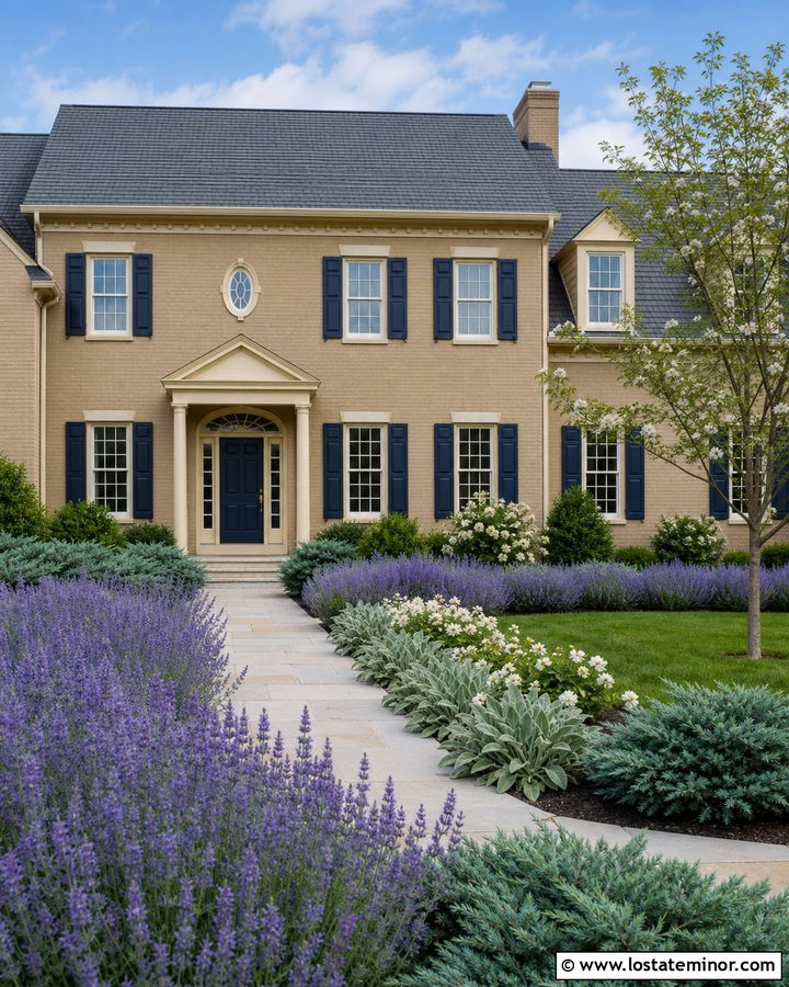 Tan Brick House With Lavender Landscaping - 30 Tan House Design With Landscaping Ideas