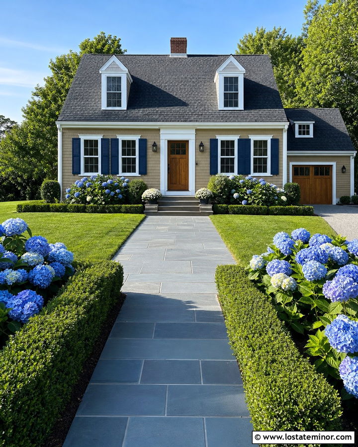 Tan Cape Cod House With Bluestone Walkway - 30 Tan House Design With Walkway Ideas