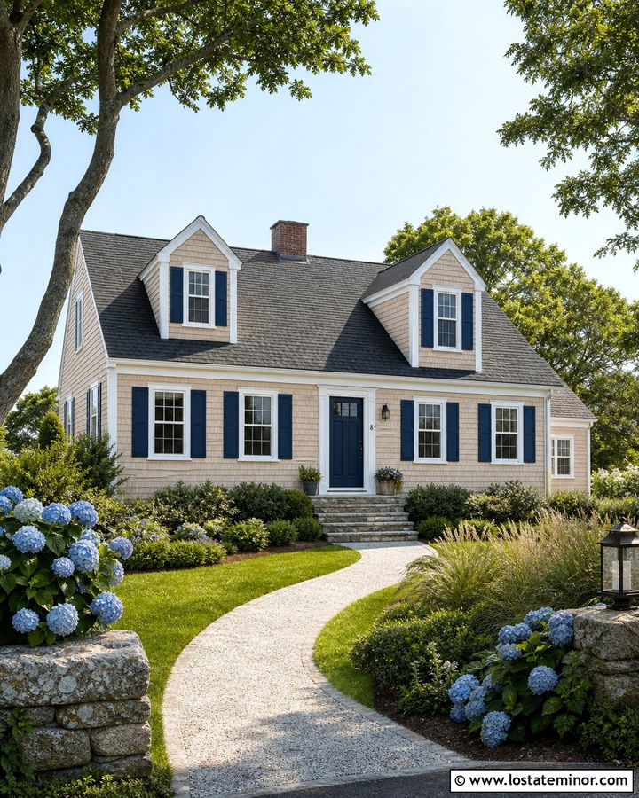 Tan Cape Cod House With Cedar Shakes - 30 Tan House Design With Cedar Shake Ideas