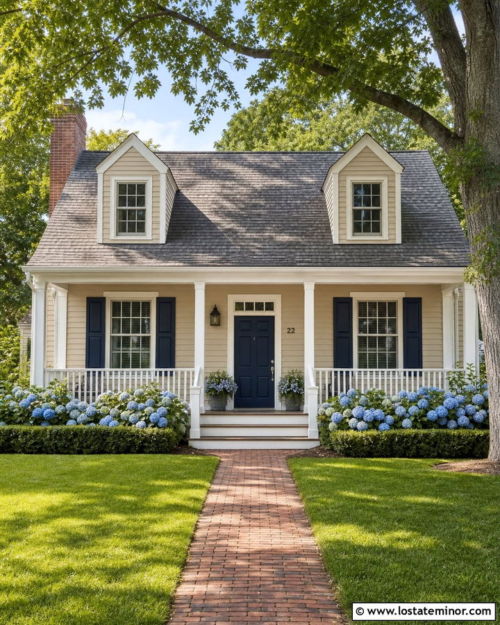 Tan Cape Cod House With Dormer Gables - 30 Tan House Design With Gables Ideas