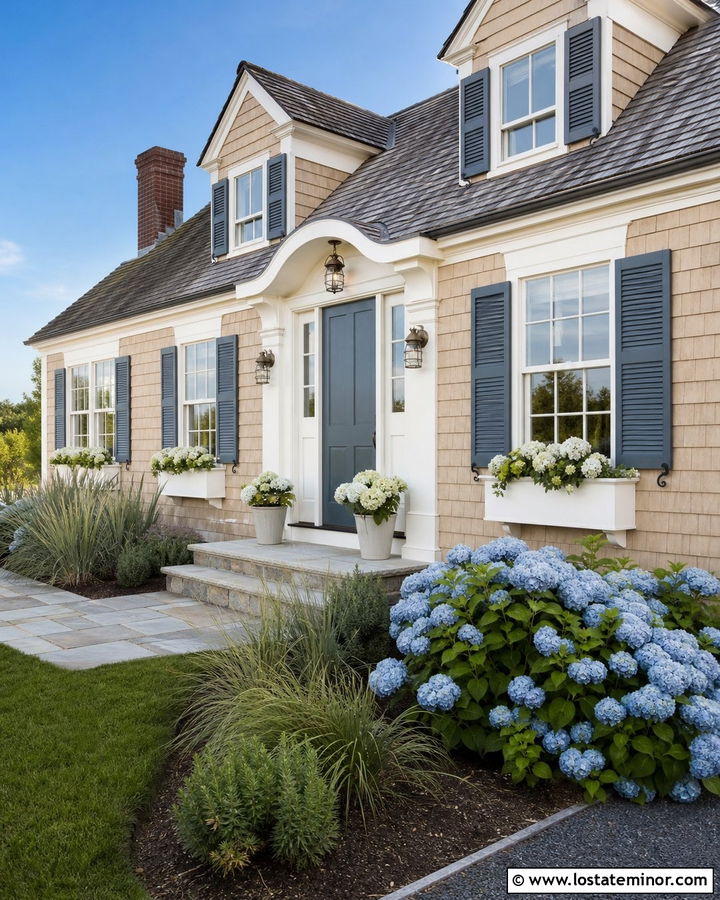Tan Cape Cod House With Nautical Lights - 30 Tan House Design With Lighting Ideas