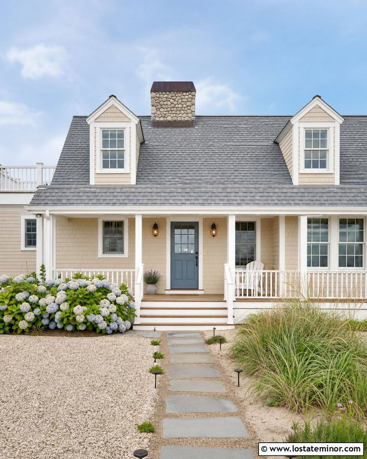 Tan Cape Cod House With Nautical Lights - 30 Tan House Design With Light Fixtures Ideas
