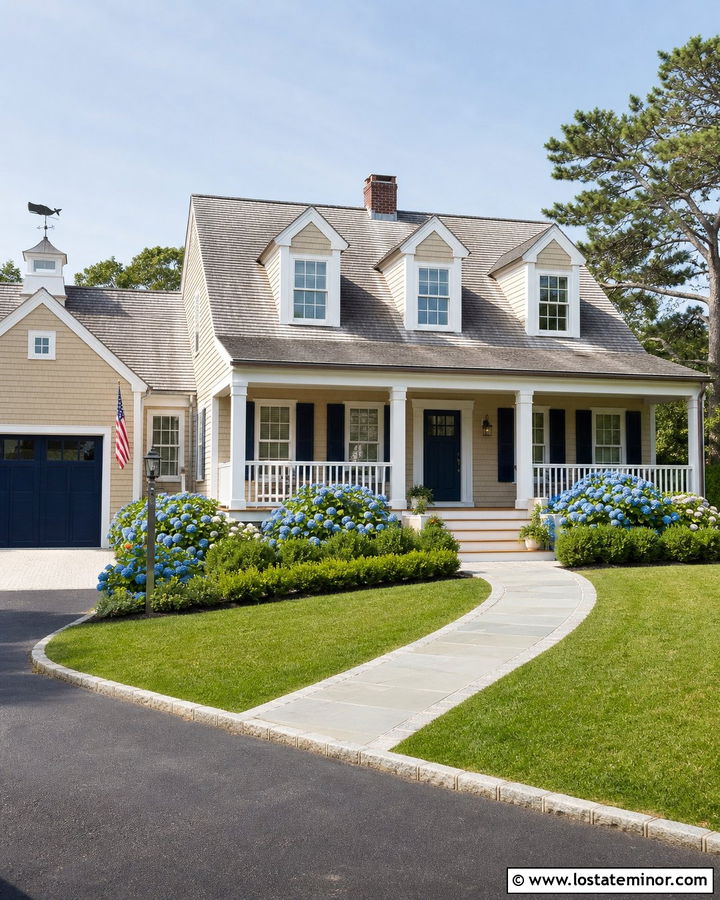 Tan Cape Cod House With Porch Columns - 30 Tan House Design With Porch Columns Ideas