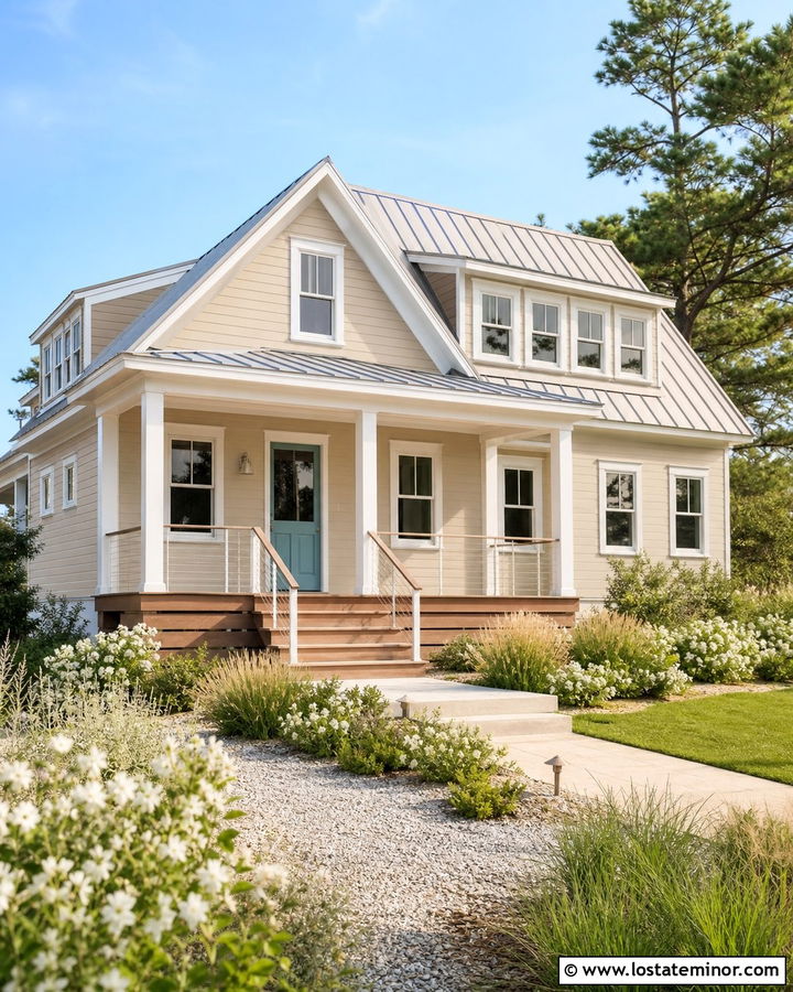 Tan Coastal House With Aqua Dutch Door - 30 Tan House Design With Dutch Door Ideas